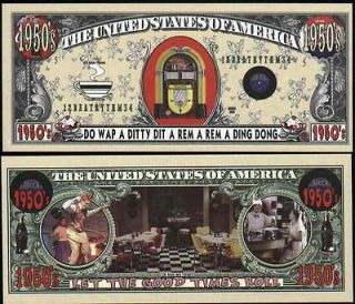 1950s JUKEBOX / DINER MILLION DOLLAR   Lot of 2 Bills