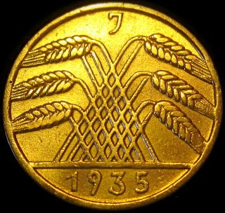 Germany German Third Reich 1935J Ten Reichspfennig Coin S&H Discounts