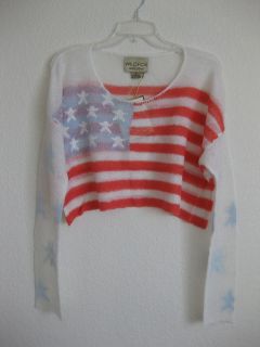 WILDFOX COUTURE BORN ON THE 4TH OF JULY BILLY CROPPED SWEATER NWT XS 
