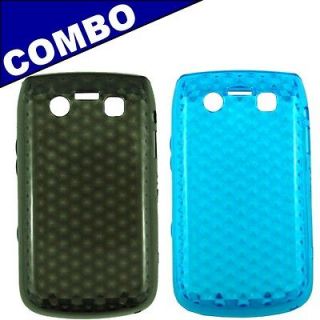  For the Blackberry Bold 9790 Aqua Blue + Black Gel phone cover case