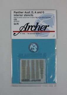 Archer 1/35 Assorted Interior Stencils for Panther Ausf.A, D and G 