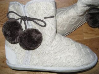 NWT Womens On Stage Bedroom Slippers Shoes Boots Sz 11 Ivory Brown 