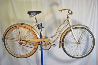 Vintage Pre war Arnold Schwinn Excelsior bicycle Ladies silver balloon 