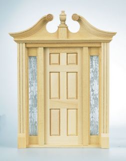 Dollhouse miniature furniture exterior Deerfield door natural 
