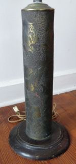 WWI BRASS ARTILLERY SHELL TRENCH ART LAMP with ROSES FLORAL 