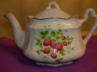 Arthur Wood England Teapot Vintage Strawberry accents