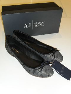 Armani Jeans Ballerina Logo Shoe in NERO/ BLACK EUR 41 / US 9.5 / UK 7 