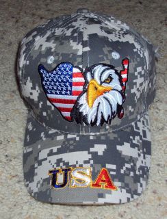 Camo USA Eagle Patriotic American Flag Baseball Cap Hat