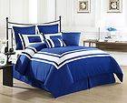 Lux Decor 8 Pieces Comforter Set BLUE, White color Stripe   CALKING 