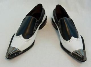 New Fiesso Black/White Dress Shoes Slipon Leather, FI6648