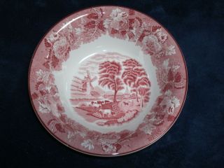 ENOCH WOOD & SONS ENGLISH SCENERY PINK SERVING BOWL