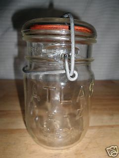 Vintage ATLAS E Z SEAL 1 Pint Canning Jar with Glass Lid New Rubbers 