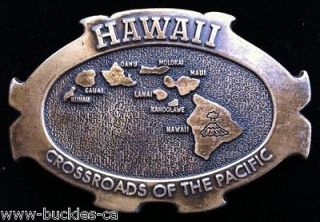 HAWAII MAP ISLAND VOLCANO PACIFIC ALOHA BELT BUCKLE BOUCLE DE CEINTURE 