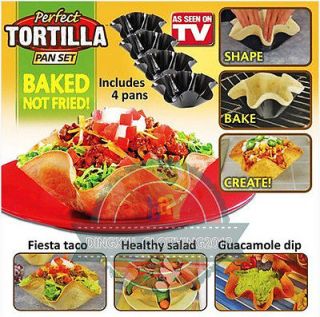  /Lot PERFECT TORTILLA Baking Mold Pan Set As Seen on TV NEW Taco Bowl