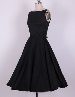 50s Audrey Hepburn Style Black Dress Size M Pinup Vintage Swing