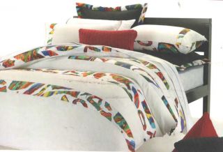 JENNY KEE White Opal Multi Coloured Faux Linen/Cotton KING Quilt Cover 