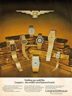 1977 Longines Wittnauer Watch ad ~ Golden Wing Collection, 14k Gold 