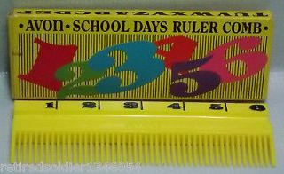 NEW Vintage 1976 Avon School Days 6 Yellow Ruler Comb w/ Childs ABC 