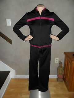 Womens Black/Pink BCBG Max Azria Zip Front Track Suit size M   NWT 