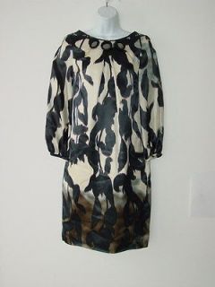 New PIAZZA SEMPIONE Multi Silk Long Sleeve Dress 38/4