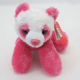 Aurora Plush Bright Pink Panda Bear Mini Flopsie Stuffed Animal Toy 