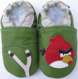 carozoo angry bird slingshot green 12 18m soft sole leather baby shoes