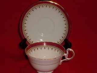 Aynsley Durham Maroon (Scalloped) China, #1646 (1) Cup & Saucer