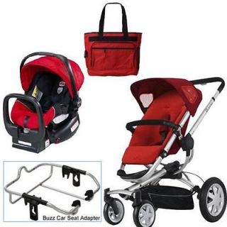 Quinny Rebel Red Buzz 4 Travel System w/Britax Red Car Seat & Diaper 