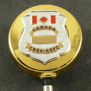 Canada Customs CBSA Retractable ID Badge Holder Reel Lanyard Gold