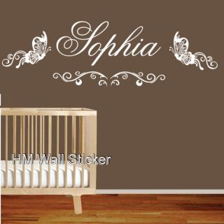 Custom your kids name with 2 Butterflies & wall sticker