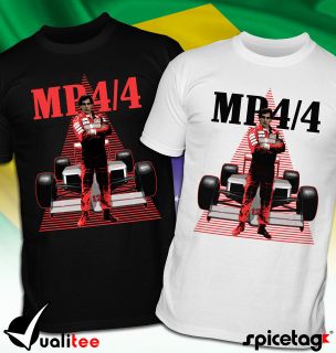 SPICETAG Ayrton Senna 80s F1 Formula One Champion Xmas T shirt Mens 
