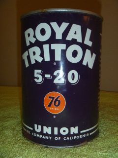 NOS Vntage Antique Retro Rare Union 76 Royal Triton 5 20 Motor Oil Can 