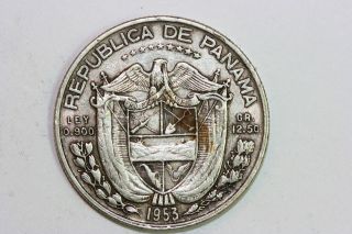 Ultrafine Choice 1953 Panama 1/2 Balboa Silver Coin KM #20   XF