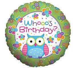   Mylar Whooos Birthday Hootie Cutie 18 Balloon Foil Happy Party Whos