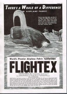 1947 Flightex Fabrics Sperm Whale Of A Difference Vintage Print Ad