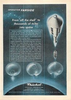 1958 Thiokol Ad   Operation Farside Missile, Balloon