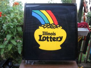 Illinois Lottery Sign Rainbow Pot of Gold