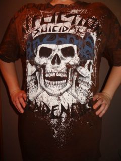Rare Hard To Find Suicidal Tendencies Skull Affliction T Shirt Brown 