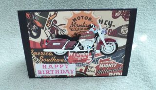 HAPPY BIRTHDAY HANDMADE GREETING CARD~ 930 MOTORCYCLE THEME ~HARLEY