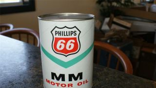 PHILLIPS 66 MM MOTOR OIL CAN QUART FULL IN NEAR MINT/MINT COND. S A E 
