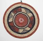 African Hand Woven Basket Coiled Flat Ethnic Brown Black version 2