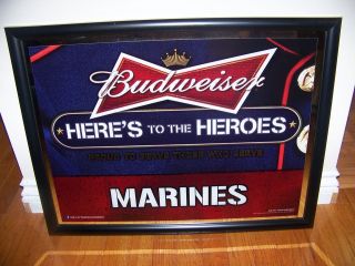 Budweiser HERES TO THE HEROES MARINES MIRROR New release military 