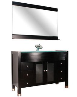   Tempered Glass Sink Bathroom Vanity+ FREE Faucet & Mirror & Shipping