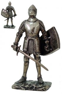 SMALL MEDIEVAL KNIGHT FULLY ARMORED STATUE FIGURINE