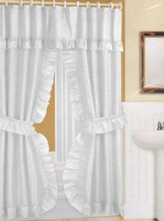 white ruffle shower curtain in Shower Curtains