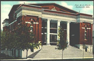 Bartlesville Oklahoma OK 1907 First M E Church Vintage Postcard