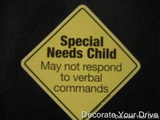 CAR STICKER Special Needs Child Emergency Notice   great for car seat 