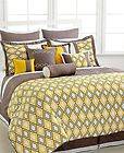   Yellow Gray Beige Diamond Pattern KIng Bed in a Bag Comforter set
