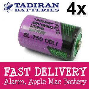 4x Tadiran 1/2 AA Lithium 3.6V Battery SL 750 Alarm Mac