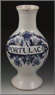 Great 18th Century Delft Apothecary Vase / Jar